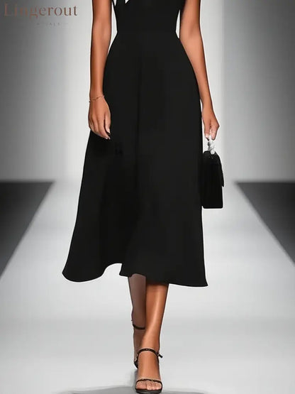 Women’s Colorblock Square Neck Cap Shoulder Sleeve Waist Midi Dress