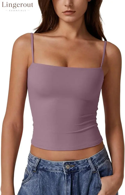 Women’s Double Lined Basic Tank Top Adjustable Spaghetti Straps Sleeveless Camisole Shirts - X-Large / Red