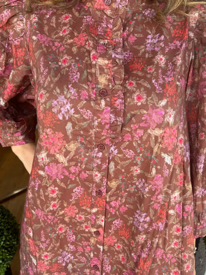 Women’s Fall Puff Sleeve Floral Dress