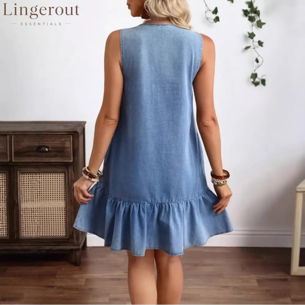 Women’S Popular Casual Sleeveless Denim Dress