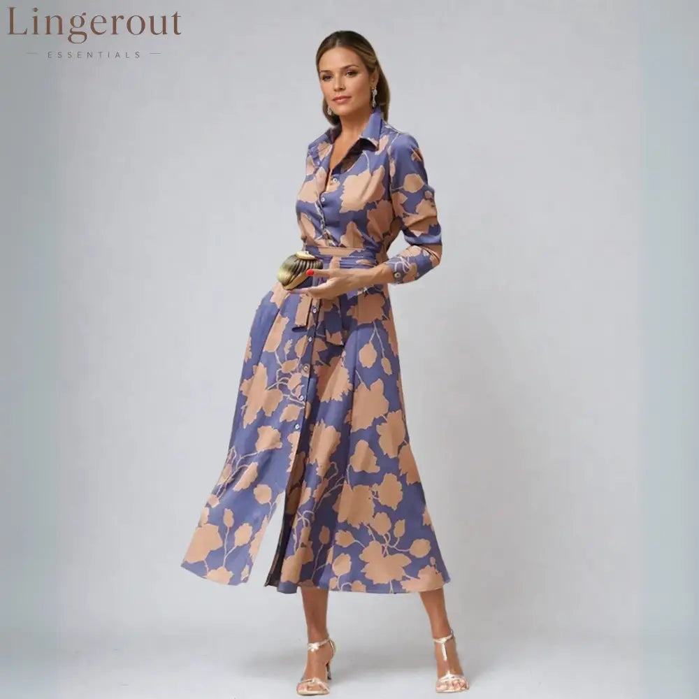 Women’s Shirt Dress Casual Dress Swing Dress Maxi long Dress Date Vacation Modern Casual Shirt Collar Button Pocket