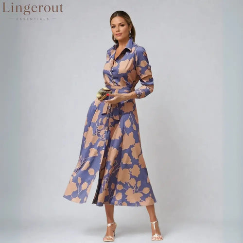 Women’s Shirt Dress Casual Dress Swing Dress Maxi long Dress Date Vacation Modern Casual Shirt Collar Button Pocket