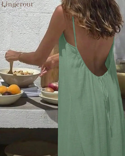 Women’s Solid Color Backless Cami Dress
