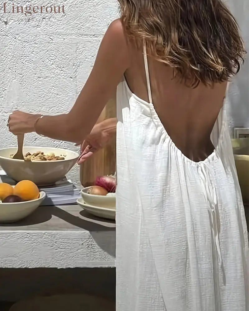Women’s Solid Color Backless Cami Dress
