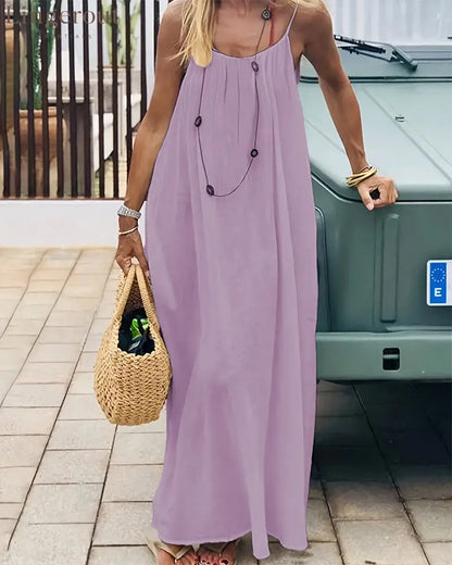 Women’s Solid Color Backless Cami Dress - Purple / S