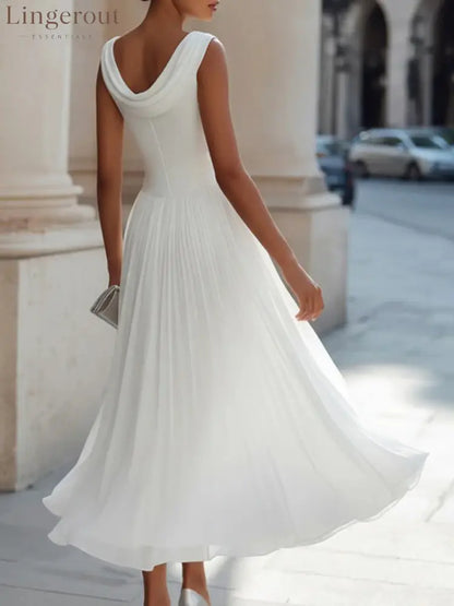 Women’s Solid Color Round Neck Sleeveless Casual Loose A-line Dress
