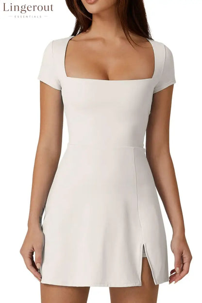 Women’s Square Neck Tennis Dress - White / S
