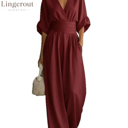 Wrap V-Neck Wide-Leg Jumpsuit
