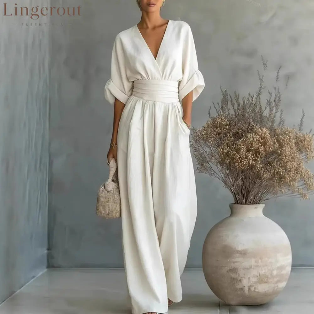 Wrap V-Neck Wide-Leg Jumpsuit